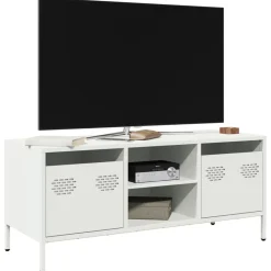vidaXL Mueble para TV acero laminado en frío 101,5x39x43,5 cm Blanco Best