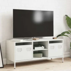 vidaXL Mueble para TV acero laminado en frío 101,5x39x43,5 cm Blanco Best