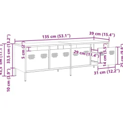vidaXL Muebles Tv-Mueble para TV acero laminado en frío 135x39x43,5 cm