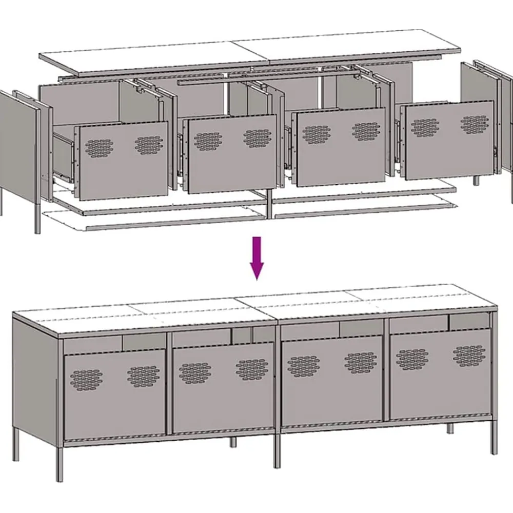 vidaXL Muebles Tv-Mueble para TV acero laminado en frío 135x39x43,5 cm
