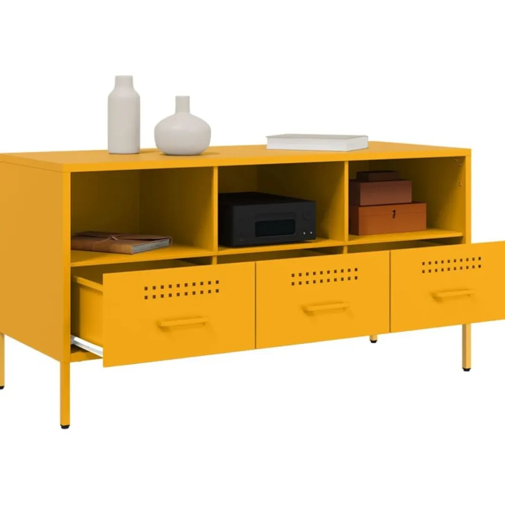 vidaXL Mueble para TV acero mostaza 100,5x39x50,5 cm Amarillo