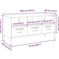 vidaXL Muebles Tv-Mueble para TV acero 100,5x39x50,5 cm