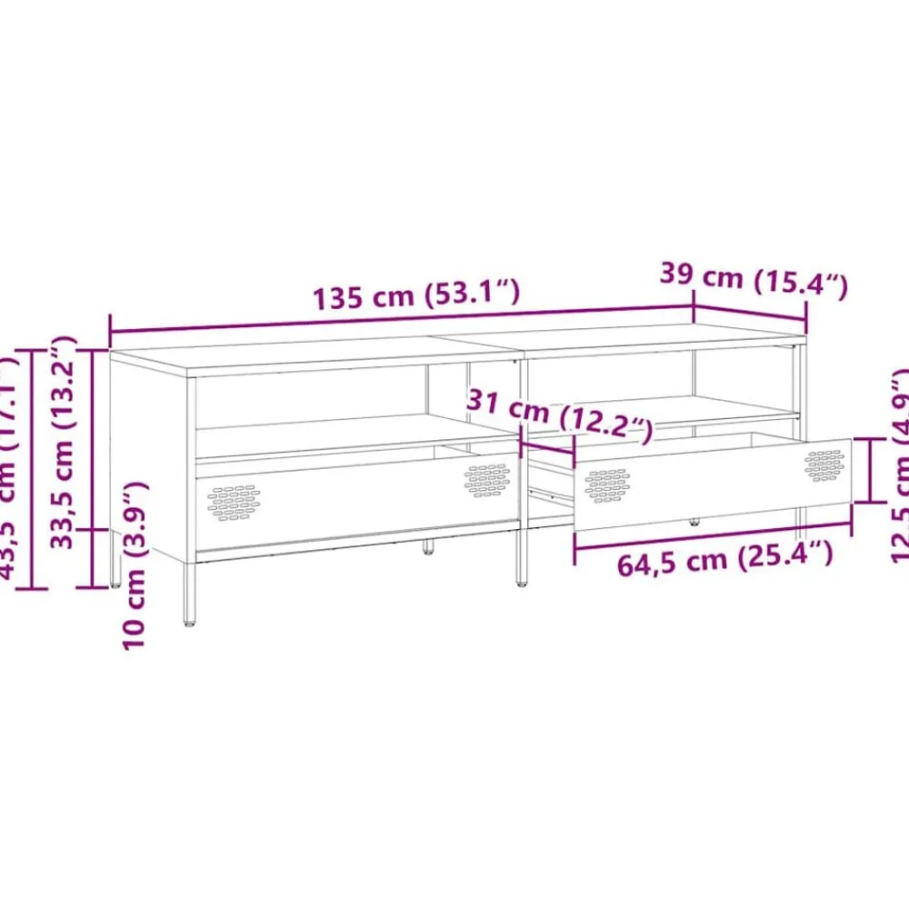 vidaXL Mueble para TV acero laminado en frío 135x39x43,5 cm Rosa Sale
