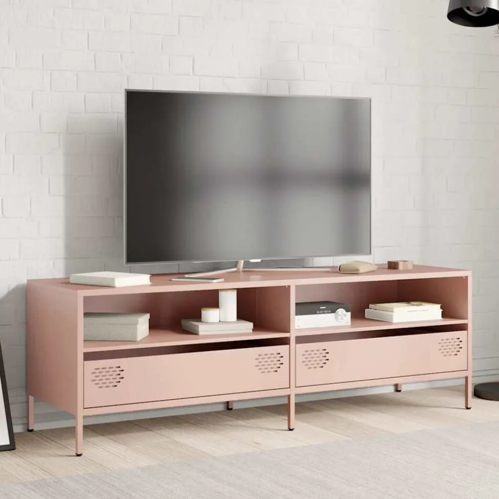 vidaXL Mueble para TV acero laminado en frío 135x39x43,5 cm Rosa Sale