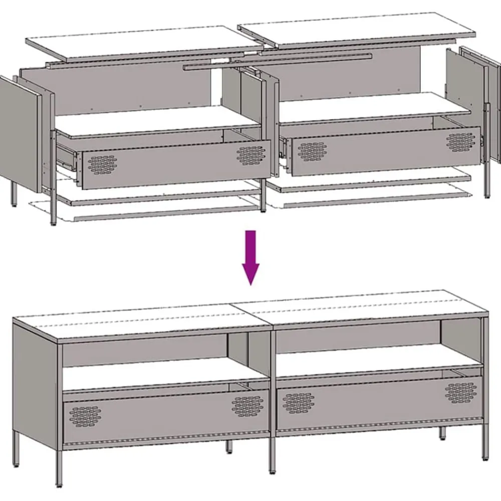 vidaXL Mueble para TV acero laminado en frío 135x39x43,5 cm Rosa Sale