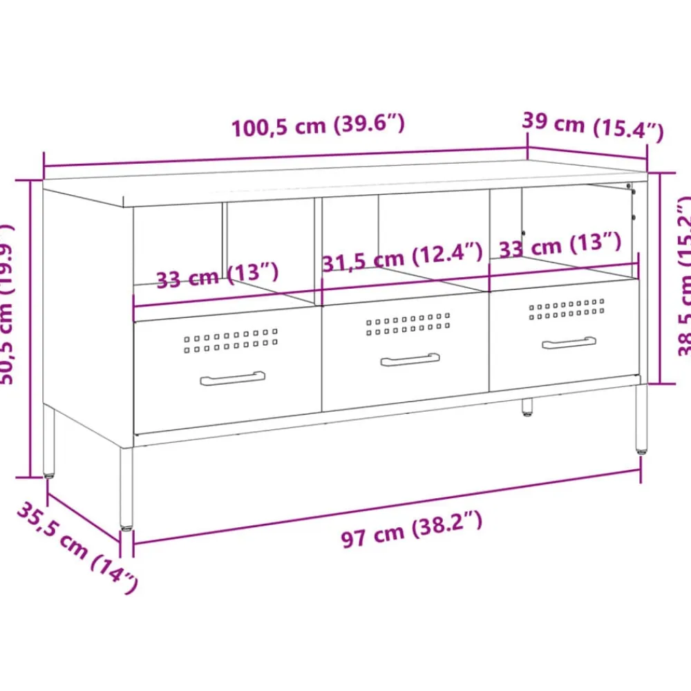 vidaXL Muebles Tv-Mueble para TV acero 100,5x39x50,5 cm