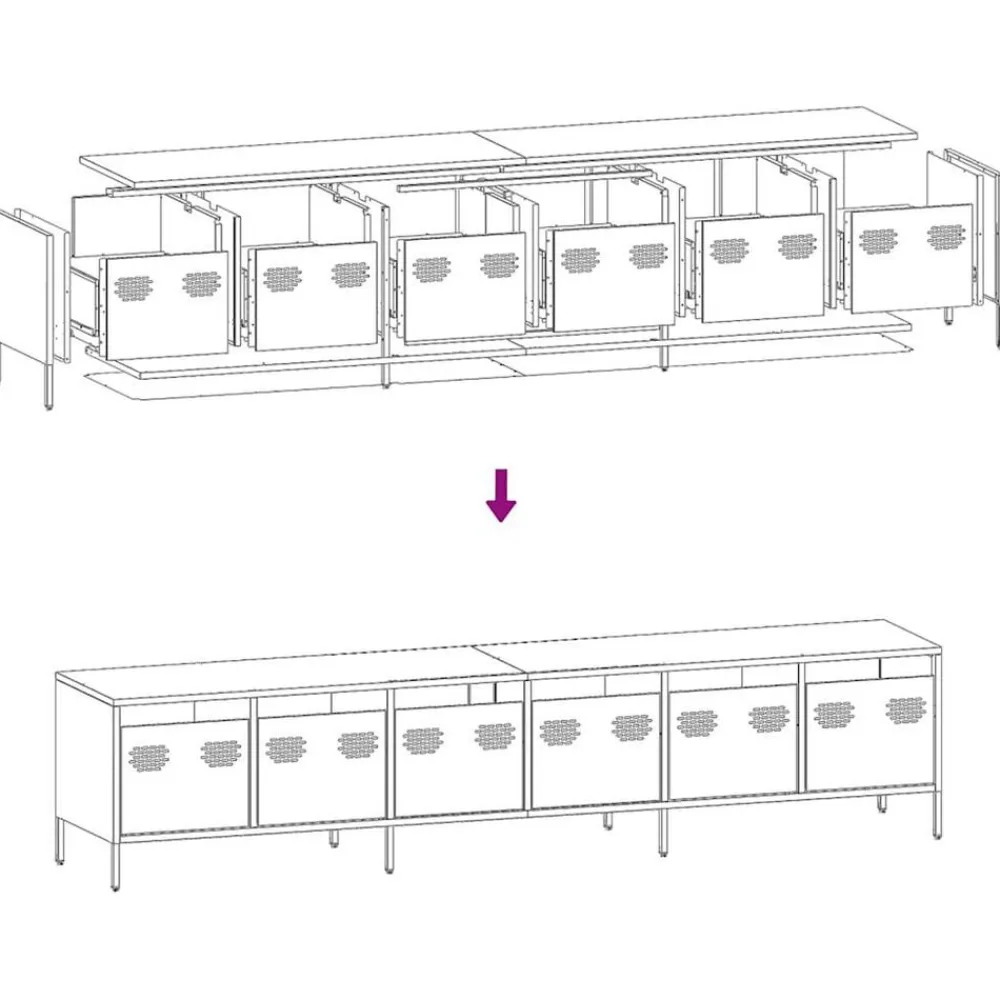 vidaXL Muebles Tv-Mueble para TV acero laminado en frío 202x39x43,5 cm