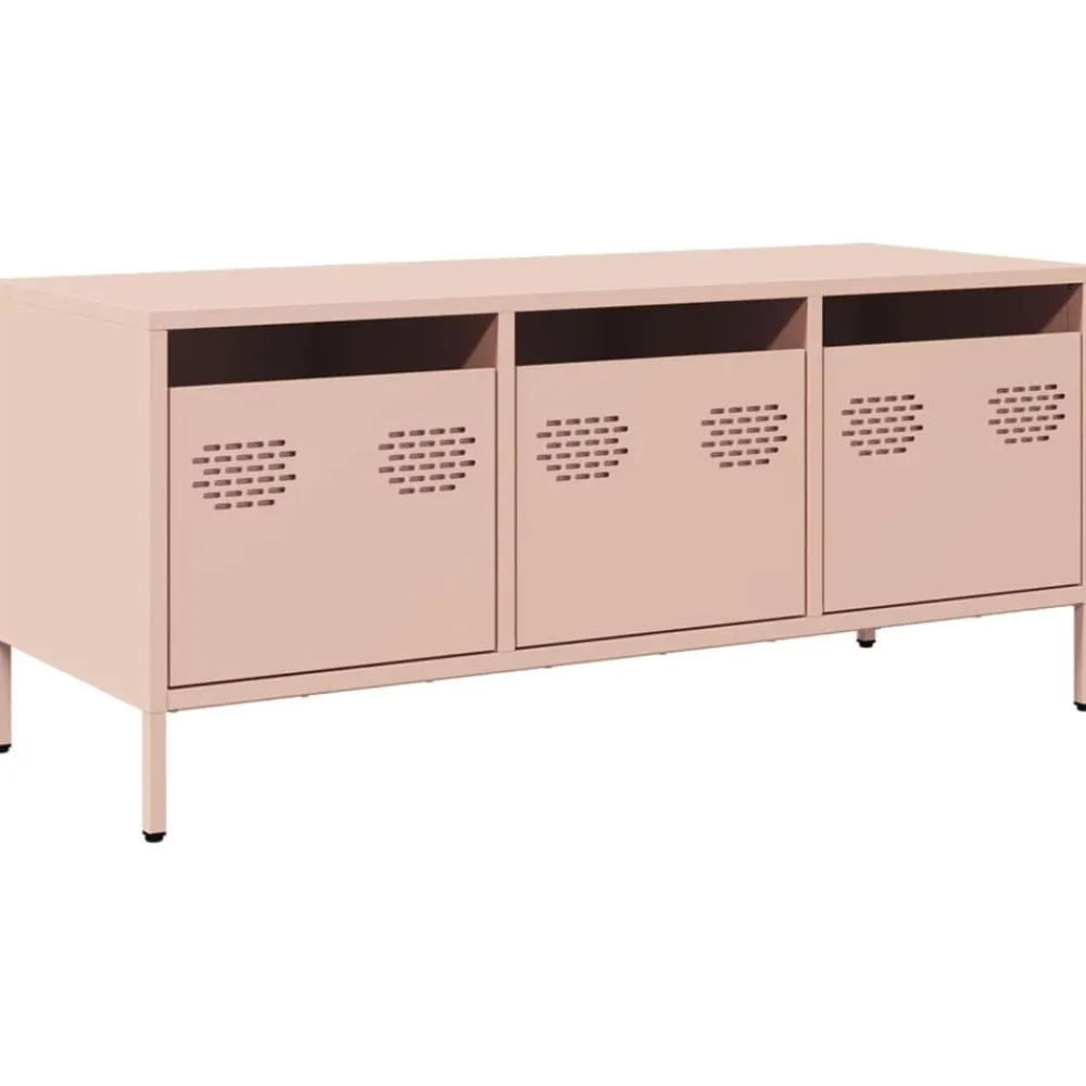 vidaXL Mueble para TV acero laminado en frío 101,5x39x43,5 cm Rosa Hot
