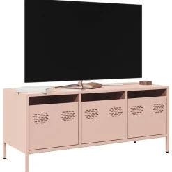 vidaXL Mueble para TV acero laminado en frío 101,5x39x43,5 cm Rosa Hot