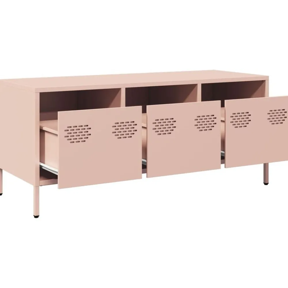 vidaXL Mueble para TV acero laminado en frío 101,5x39x43,5 cm Rosa Hot
