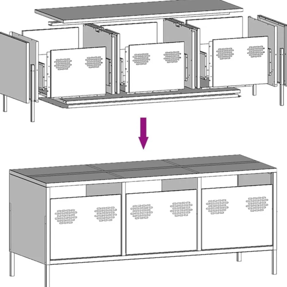 vidaXL Mueble para TV acero laminado en frío 101,5x39x43,5 cm Rosa Hot