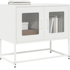 vidaXL Mueble para TV acero laminado en frío 68x39x60,5 cm Blanco Sale