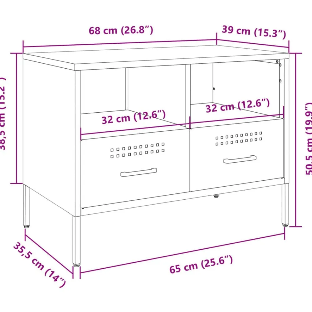 vidaXL Mueble para TV acero 68x39x50,5 cm Negro Discount