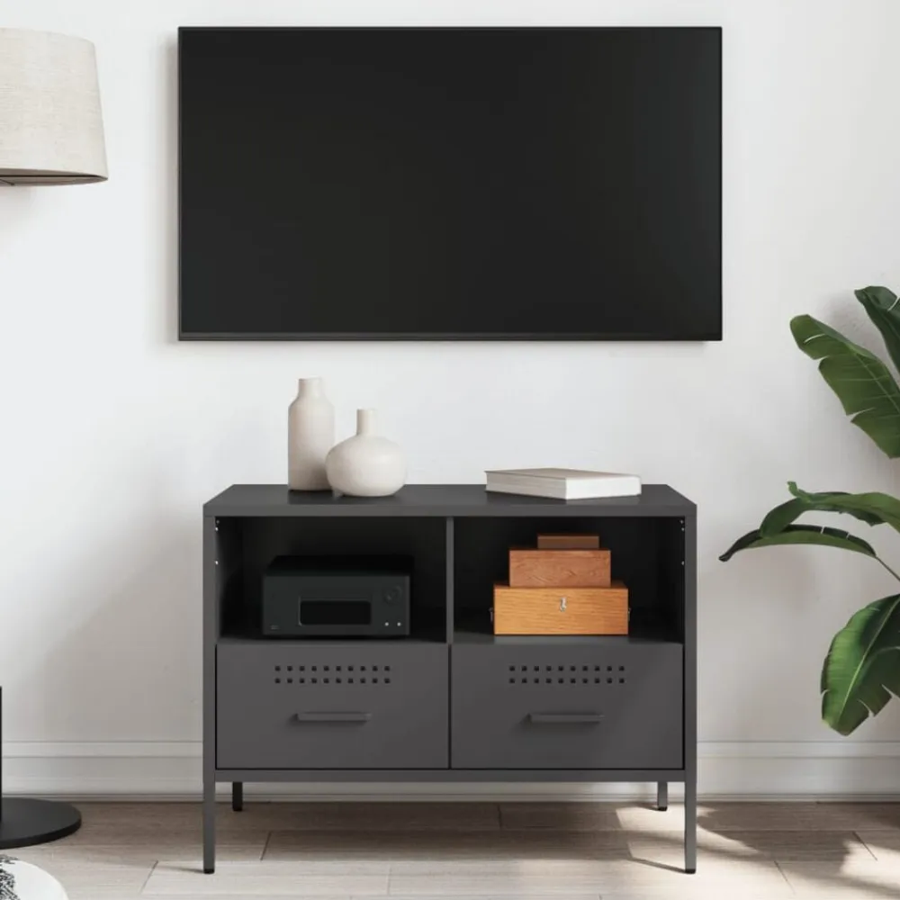 vidaXL Mueble para TV acero 68x39x50,5 cm Negro Discount