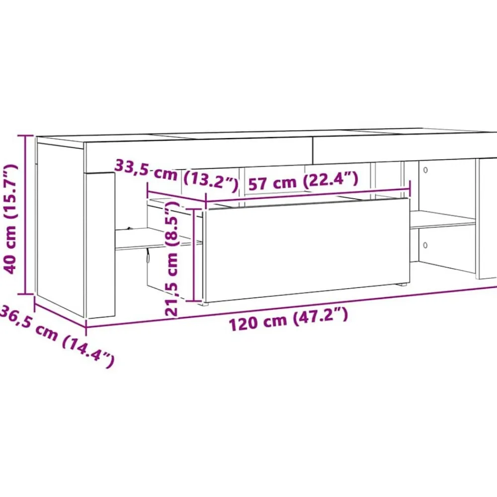 vidaXL Muebles Tv-Mueble para TV con luces LED 120x35x40 cm