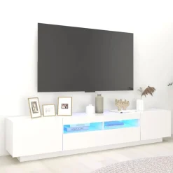 vidaXL Mueble para TV con luces LED 200x35x40 cm Blanco Best