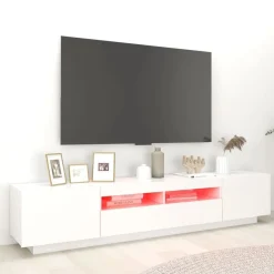 vidaXL Mueble para TV con luces LED 200x35x40 cm Blanco Best