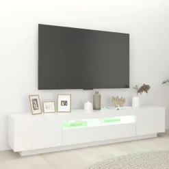 vidaXL Mueble para TV con luces LED 200x35x40 cm Blanco Best