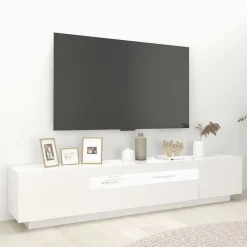 vidaXL Mueble para TV con luces LED 200x35x40 cm Blanco Best