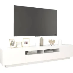 vidaXL Mueble para TV con luces LED 200x35x40 cm Blanco Best