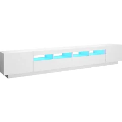 vidaXL Mueble para TV con luces LED 260x35x40 cm Blanco Online