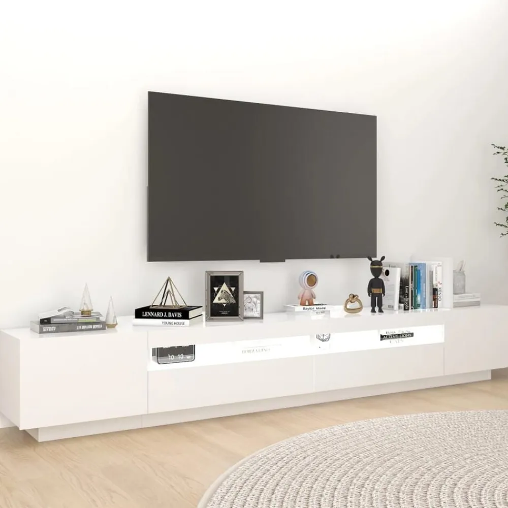 vidaXL Mueble para TV con luces LED 260x35x40 cm Blanco Online