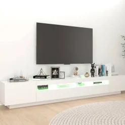 vidaXL Mueble para TV con luces LED 260x35x40 cm Blanco Online