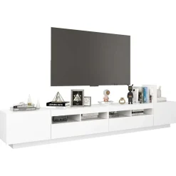 vidaXL Mueble para TV con luces LED 260x35x40 cm Blanco Online
