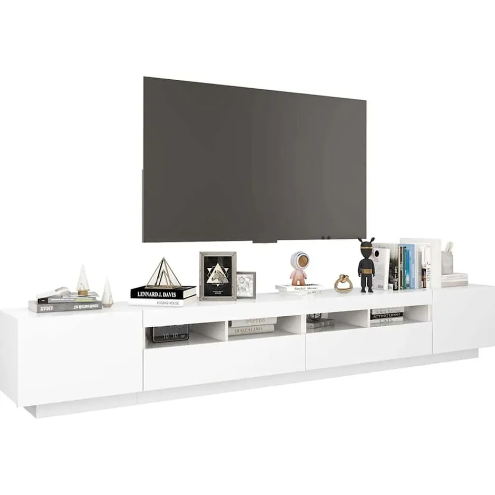 vidaXL Mueble para TV con luces LED 260x35x40 cm Blanco Online