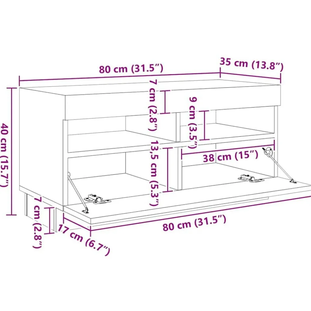 vidaXL Mueble para TV con luces LED 260x35x40 cm Blanco Online