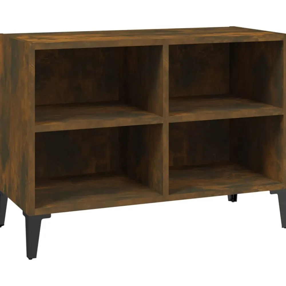 vidaXL Mueble para TV con patas de metal 69,5x30x50 cm Roble ahumado New