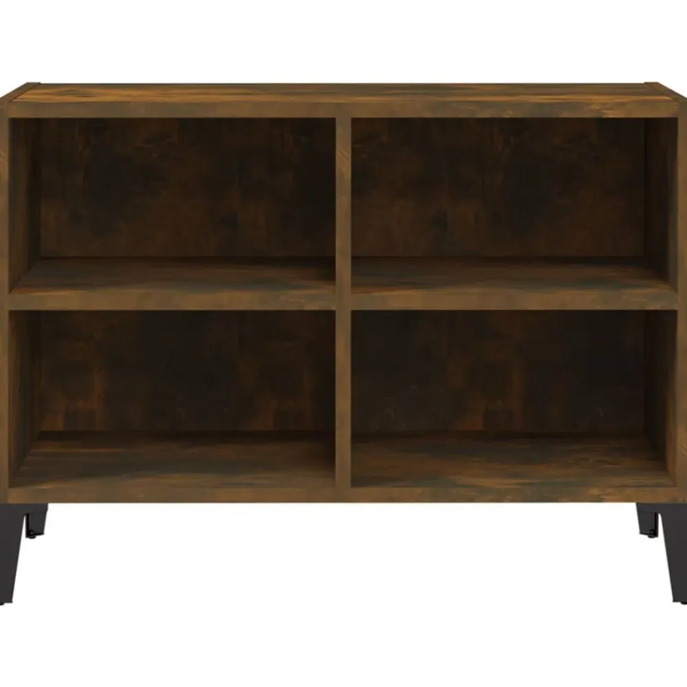 vidaXL Mueble para TV con patas de metal 69,5x30x50 cm Roble ahumado New