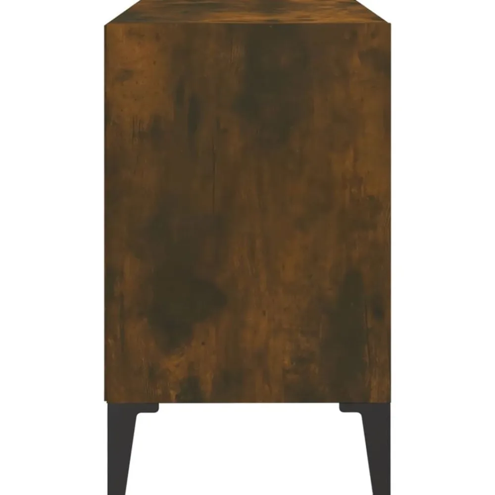 vidaXL Mueble para TV con patas de metal 69,5x30x50 cm Roble ahumado New