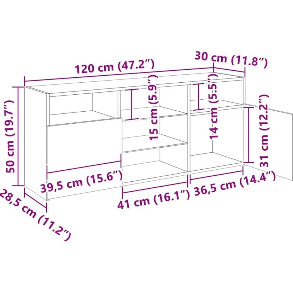 vidaXL Muebles Tv-Mueble para TV con luces LED 120x30x50 cm