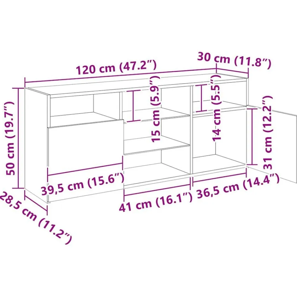 vidaXL Muebles Tv-Mueble para TV con luces LED 120x30x50 cm