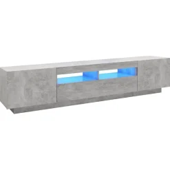 vidaXL Mueble para TV con luces LED gris hormigón 200x35x40 cm Gris hormigón Discount