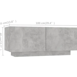vidaXL Mueble para TV con luces LED gris hormigón 200x35x40 cm Gris hormig&oacute;n Discount