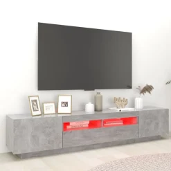 vidaXL Mueble para TV con luces LED gris hormigón 200x35x40 cm Gris hormig&oacute;n Discount