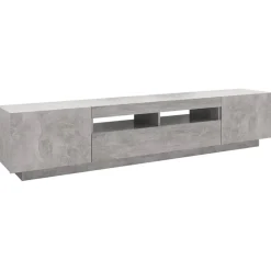 vidaXL Mueble para TV con luces LED gris hormigón 200x35x40 cm Gris hormig&oacute;n Discount