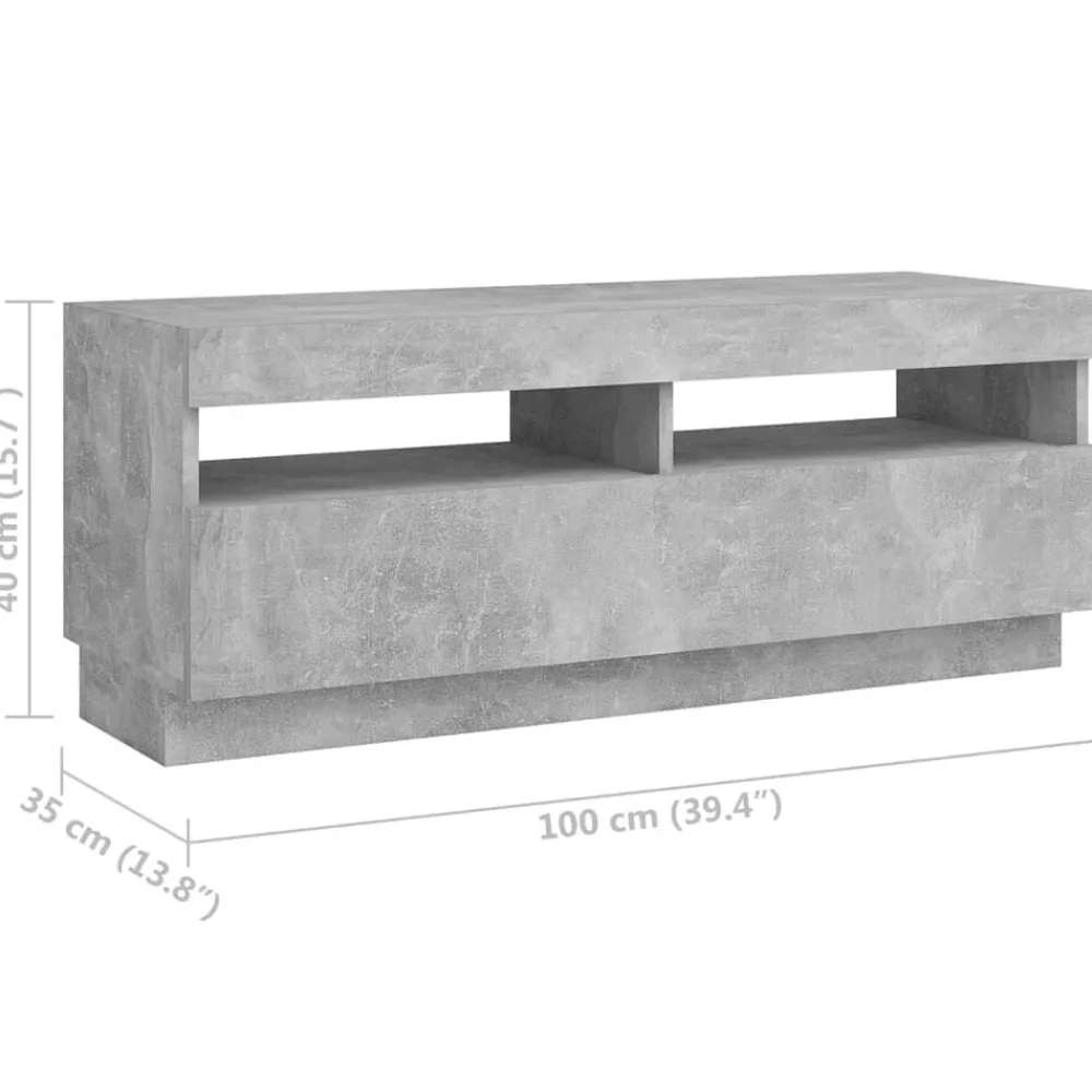 vidaXL Muebles Tv-Mueble para TV con luces LED gris hormigón 300x35x40 cm