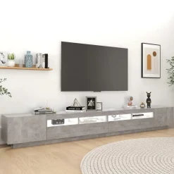 vidaXL Muebles Tv-Mueble para TV con luces LED gris hormigón 300x35x40 cm