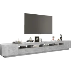 vidaXL Muebles Tv-Mueble para TV con luces LED gris hormigón 300x35x40 cm