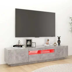 vidaXL Muebles Tv-Mueble para TV con luces LED gris hormigón 180x35x40 cm