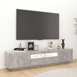 vidaXL Muebles Tv-Mueble para TV con luces LED gris hormigón 180x35x40 cm