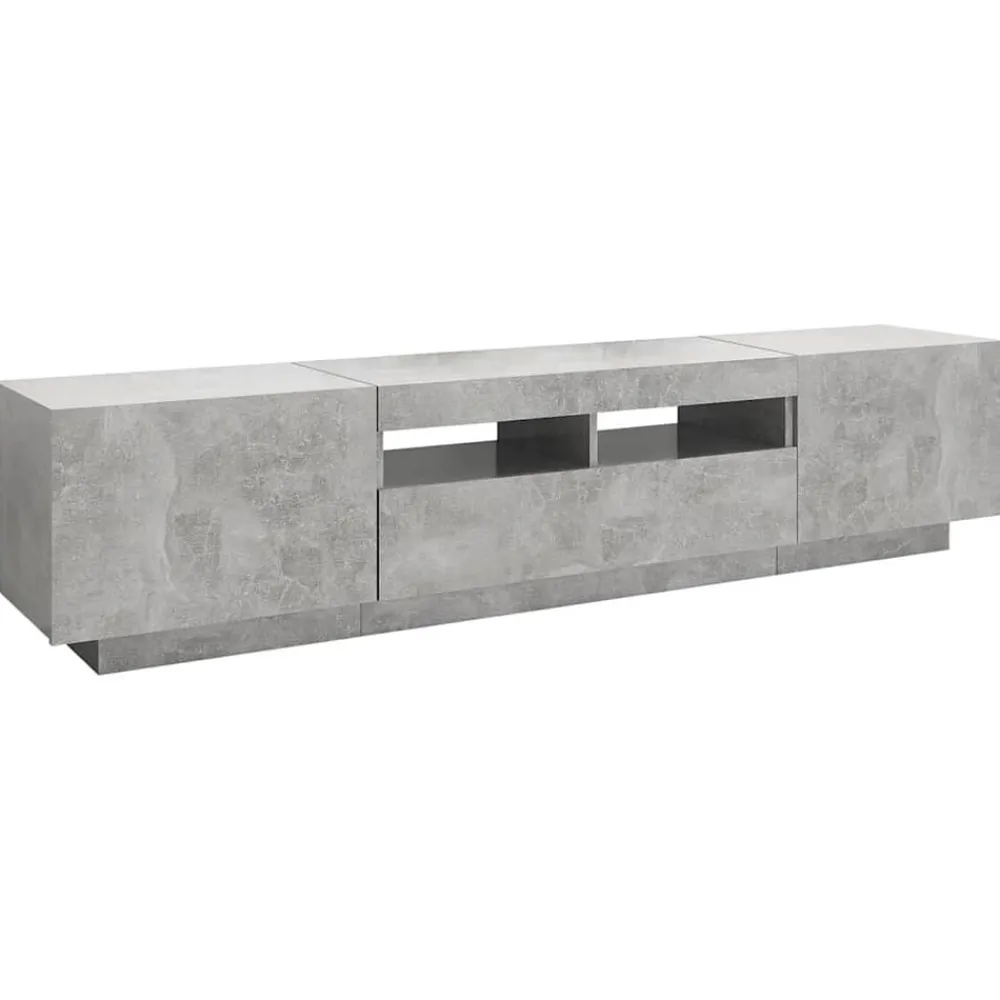 vidaXL Muebles Tv-Mueble para TV con luces LED gris hormigón 180x35x40 cm