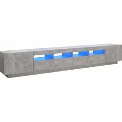vidaXL Mueble para TV con luces LED gris hormigón 260x35x40 cm Gris hormigón Discount