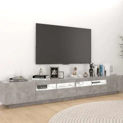 vidaXL Mueble para TV con luces LED gris hormigón 260x35x40 cm Gris hormigón Discount