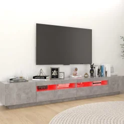 vidaXL Mueble para TV con luces LED gris hormigón 260x35x40 cm Gris hormigón Discount