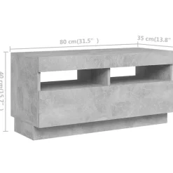 vidaXL Mueble para TV con luces LED gris hormigón 260x35x40 cm Gris hormigón Discount