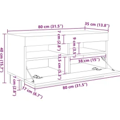 vidaXL Mueble para TV con luces LED gris hormigón 260x35x40 cm Gris hormigón Discount
